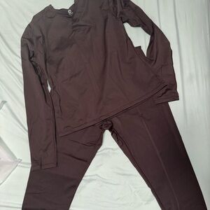 Dark Brown Long Sleeve Top and Pants Set